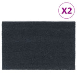 Tapis de porte 2 pcs gris foncé 40x60 cm fibre de coco touffeté