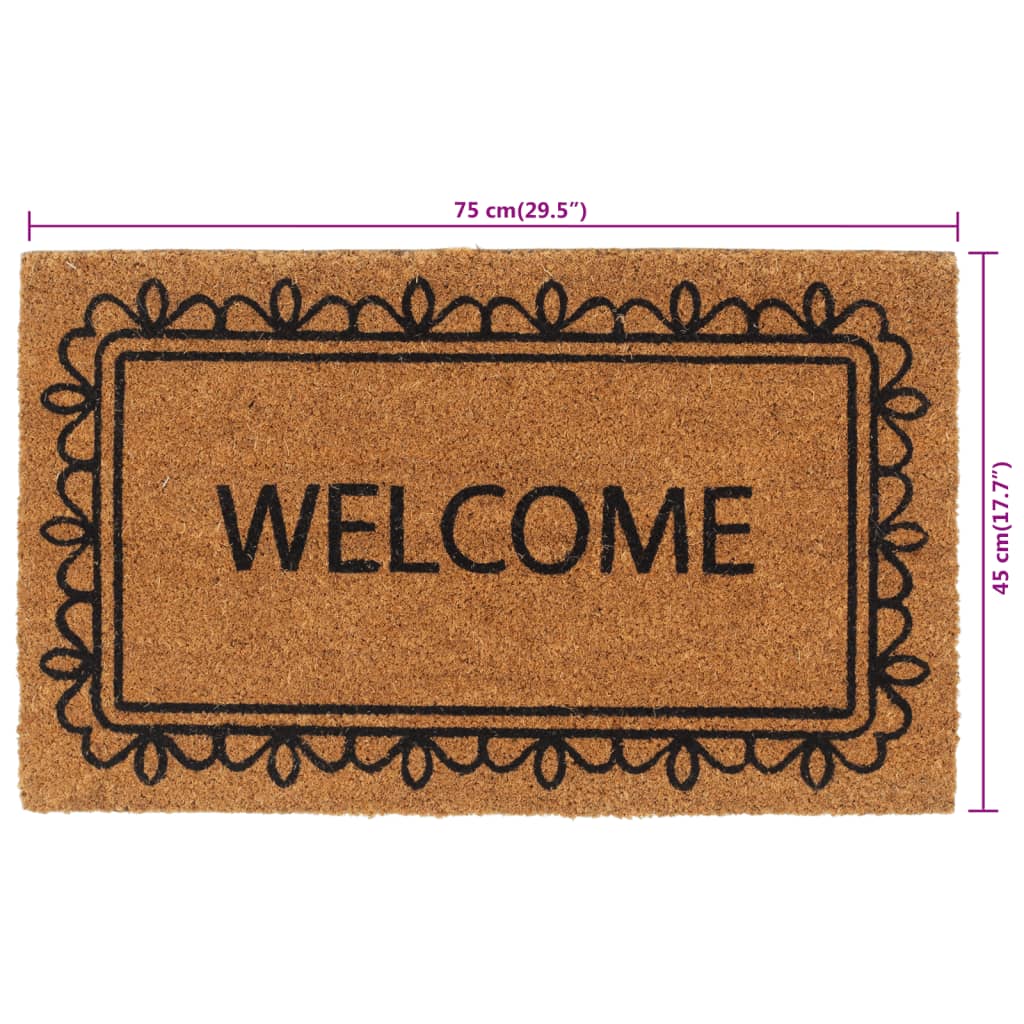 Tapis de porte naturel 45x75 cm fibre de coco touffeté