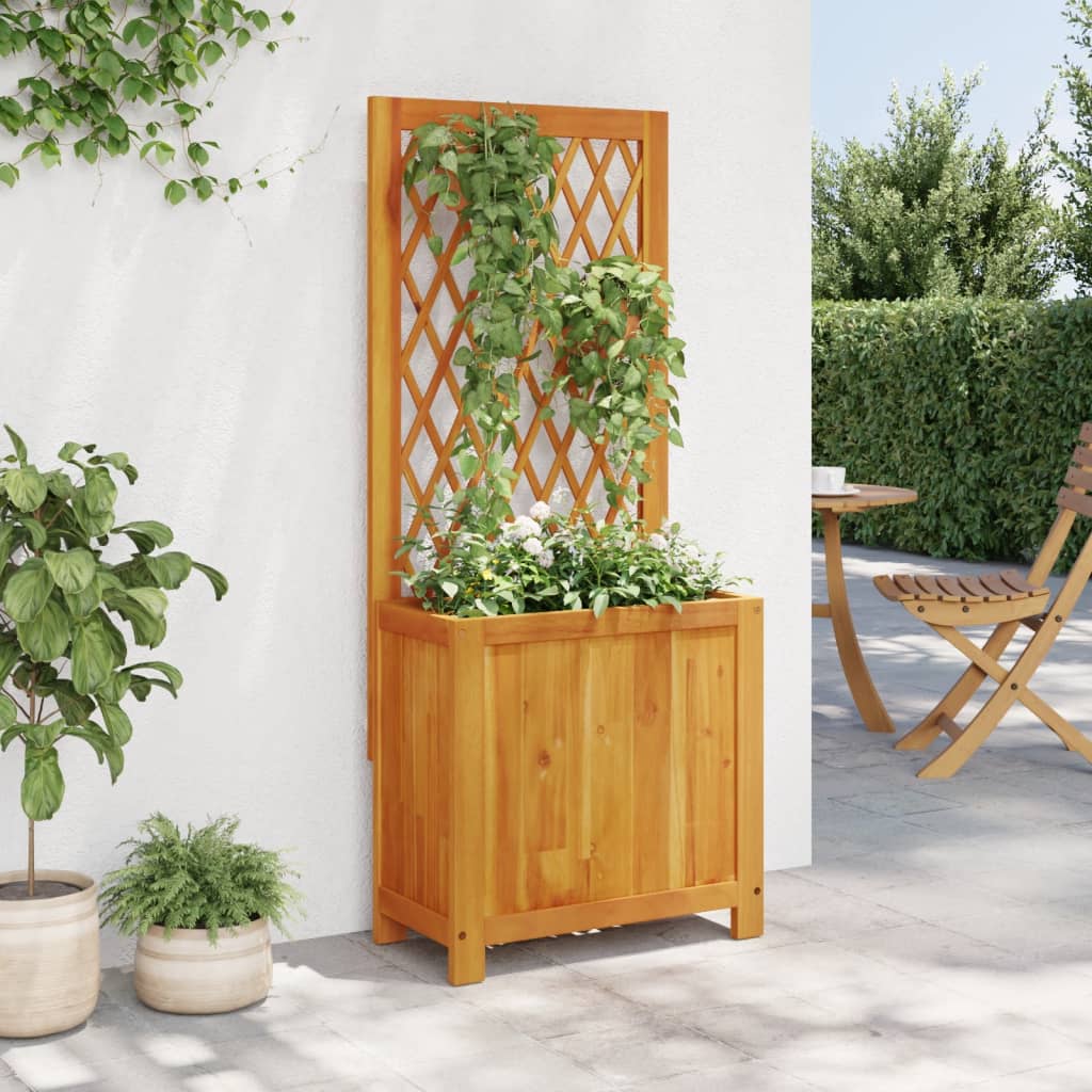 Jardinière avec treillis 55x29,5x132 cm bois massif d'acacia