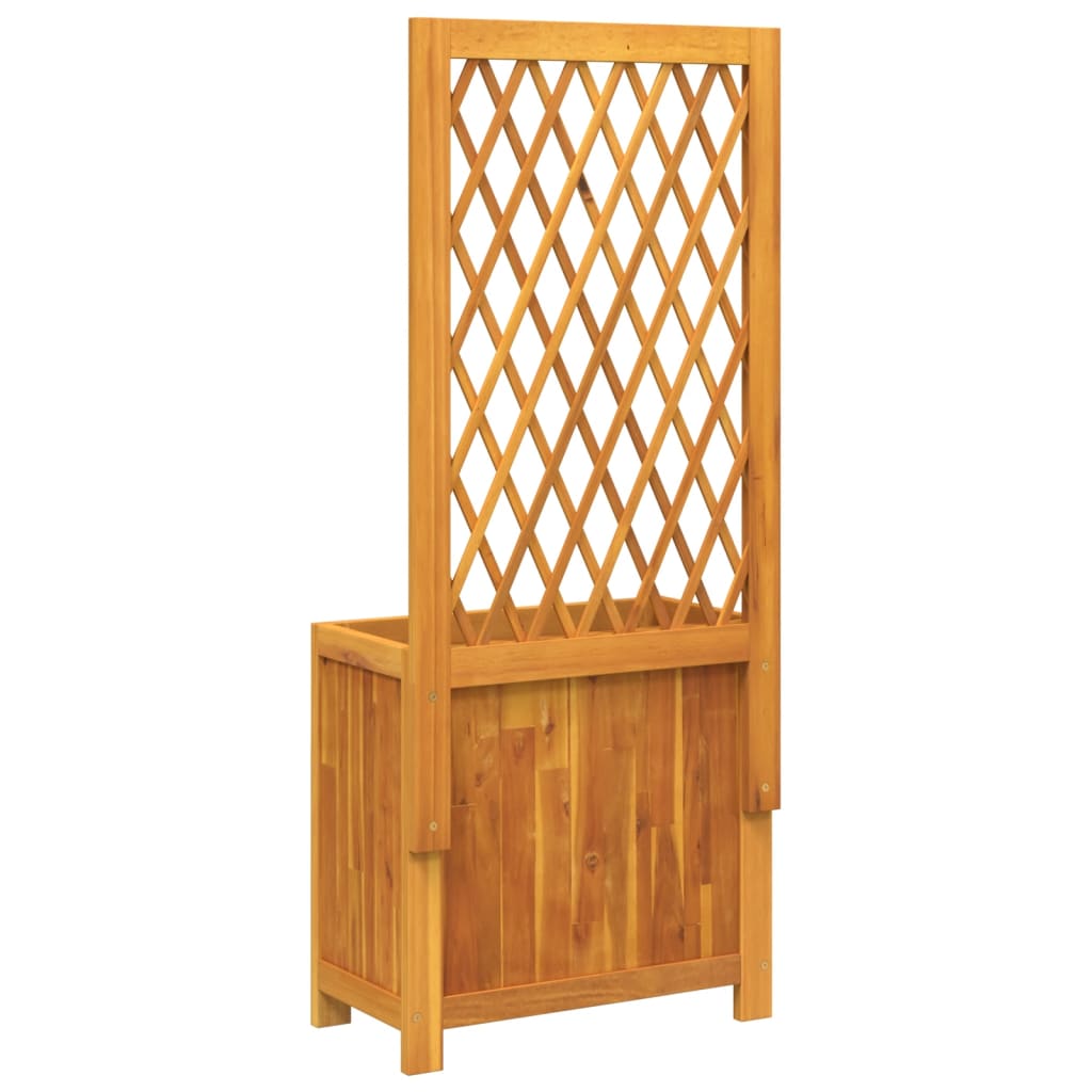 Jardinière avec treillis 55x29,5x132 cm bois massif d'acacia