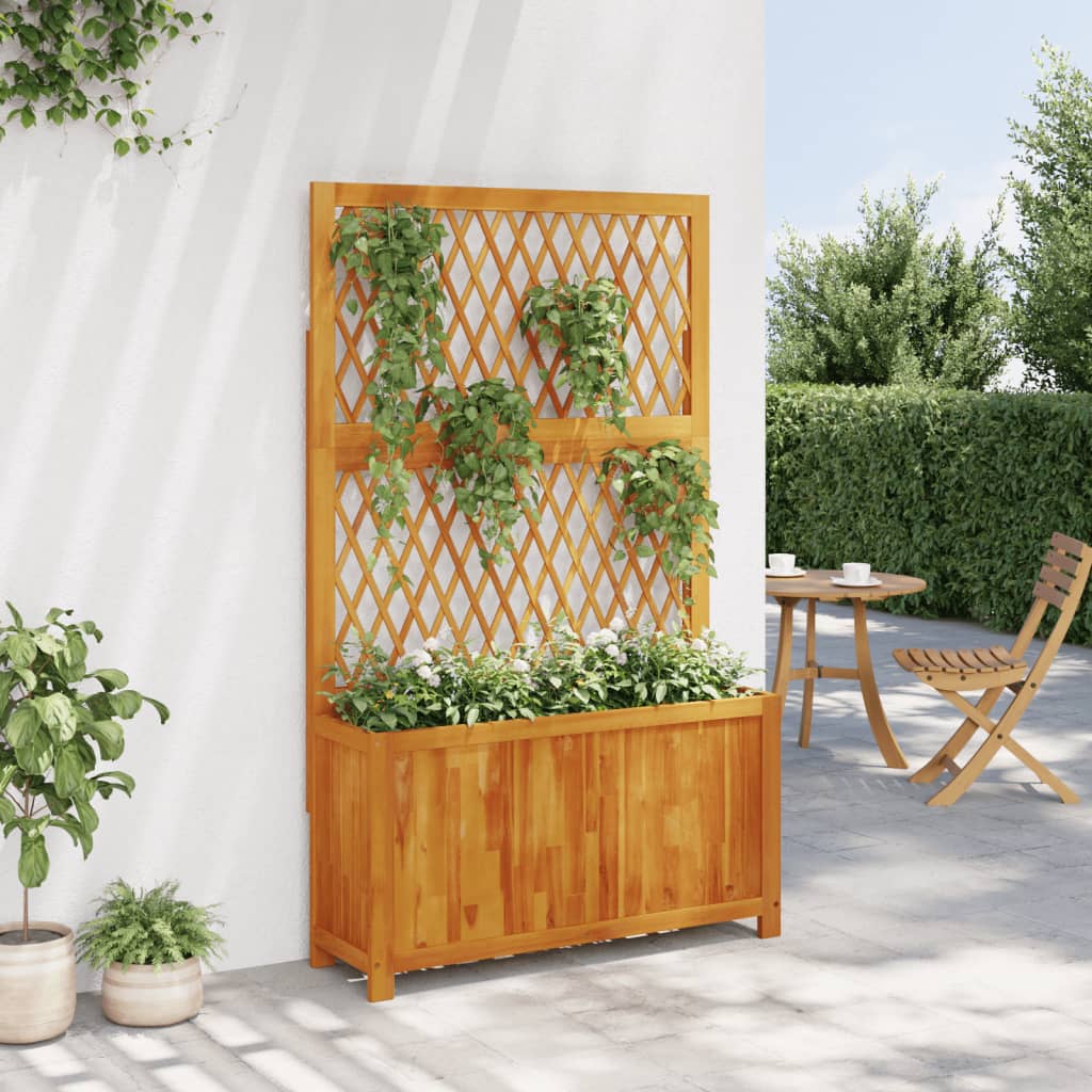 Jardinière avec treillis 100x32x165 cm bois massif d'acacia