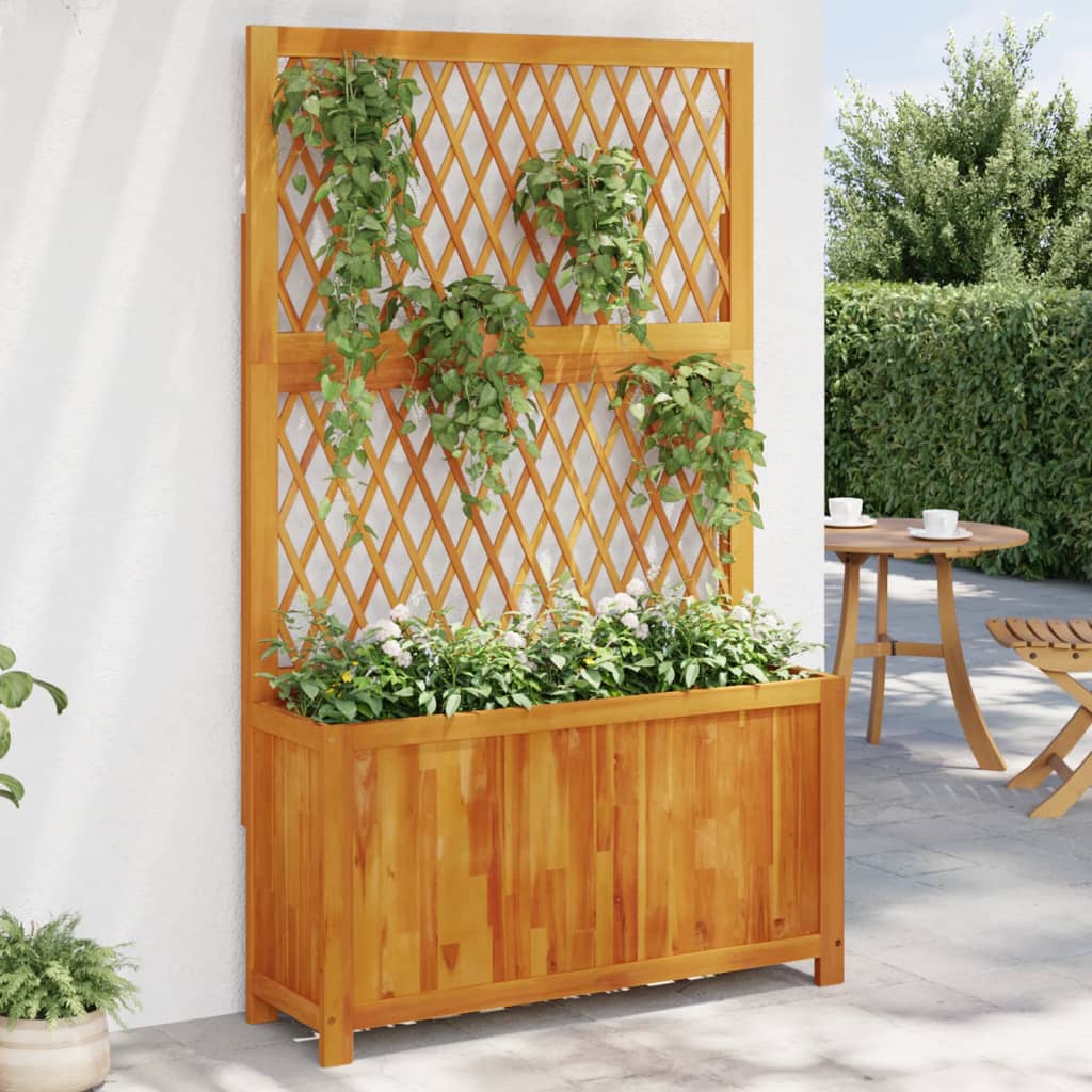 Jardinière avec treillis 100x32x165 cm bois massif d'acacia