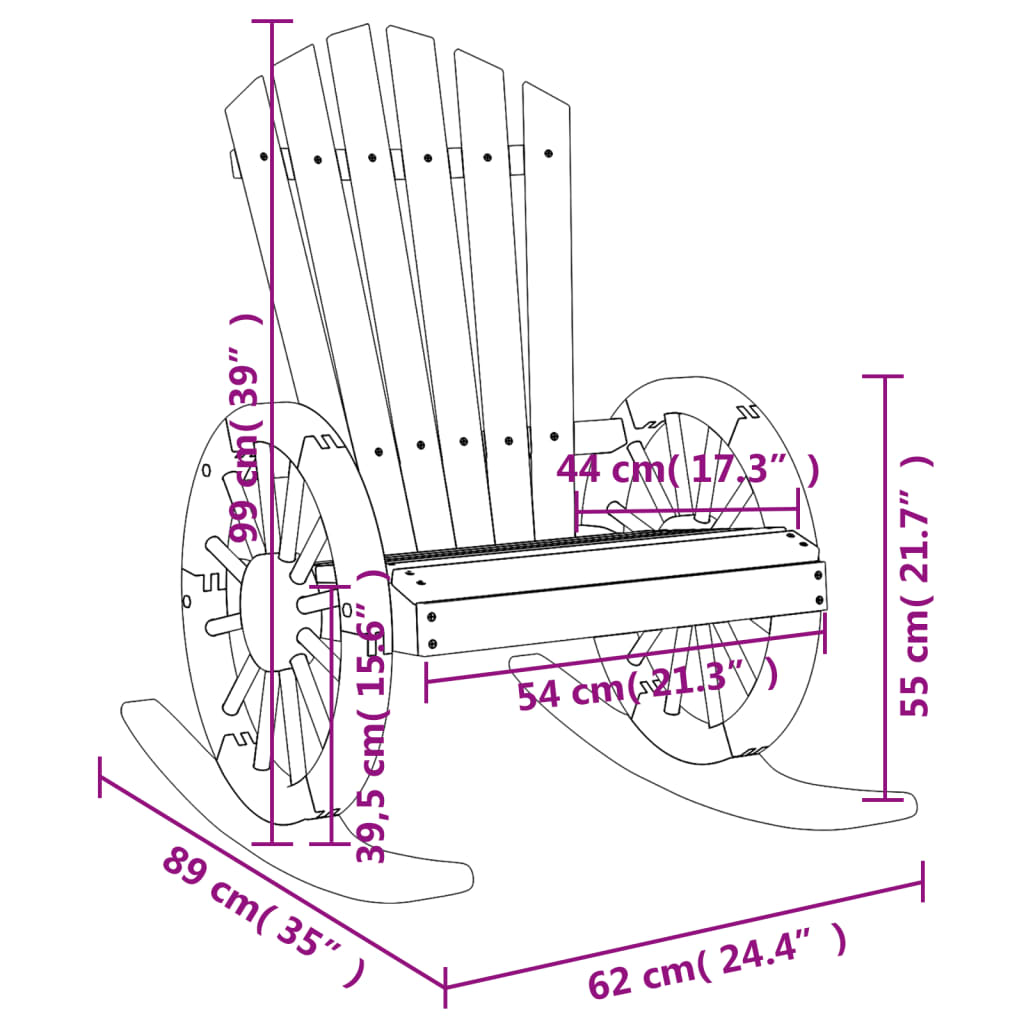 Chaises à bascule Adirondack lot de 2 bois de sapin massif