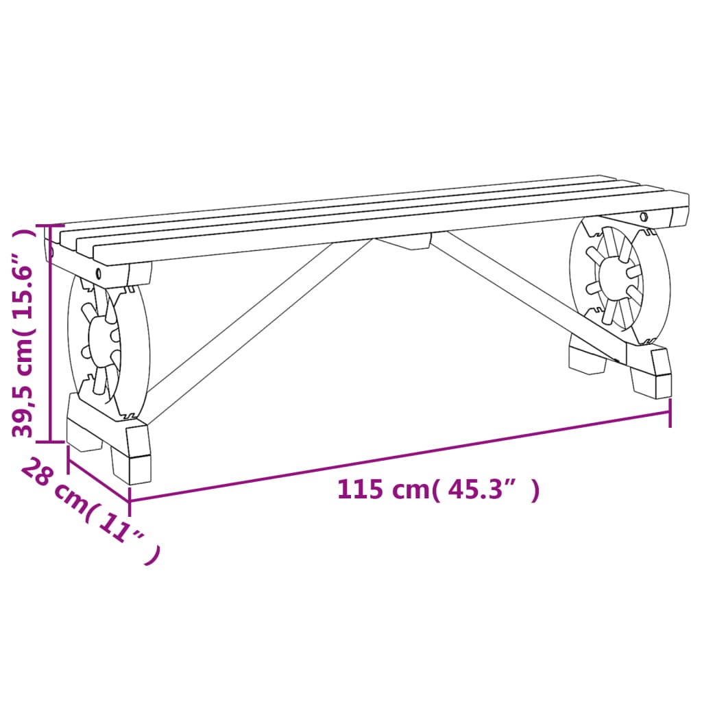 Bancs de jardin lot de 2 bois de sapin massif