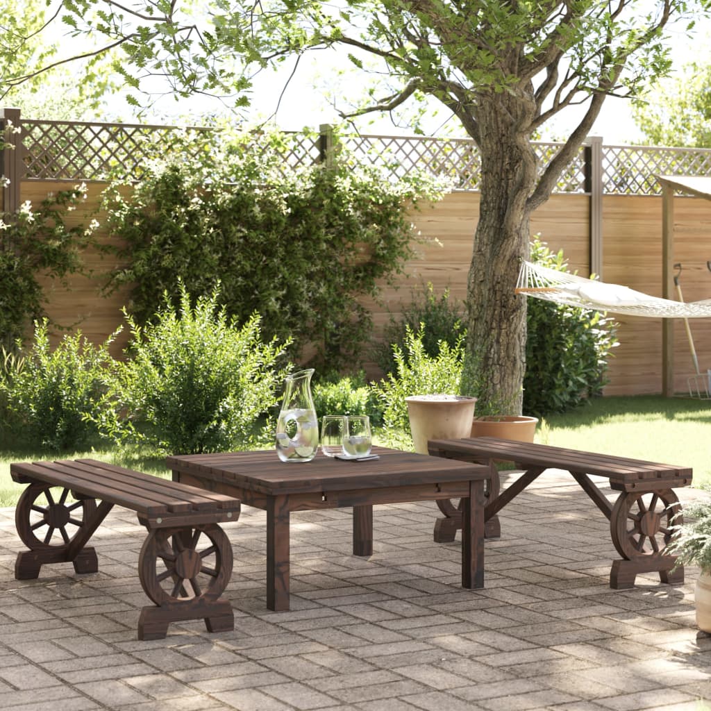 Bancs de jardin lot de 2 bois de sapin massif