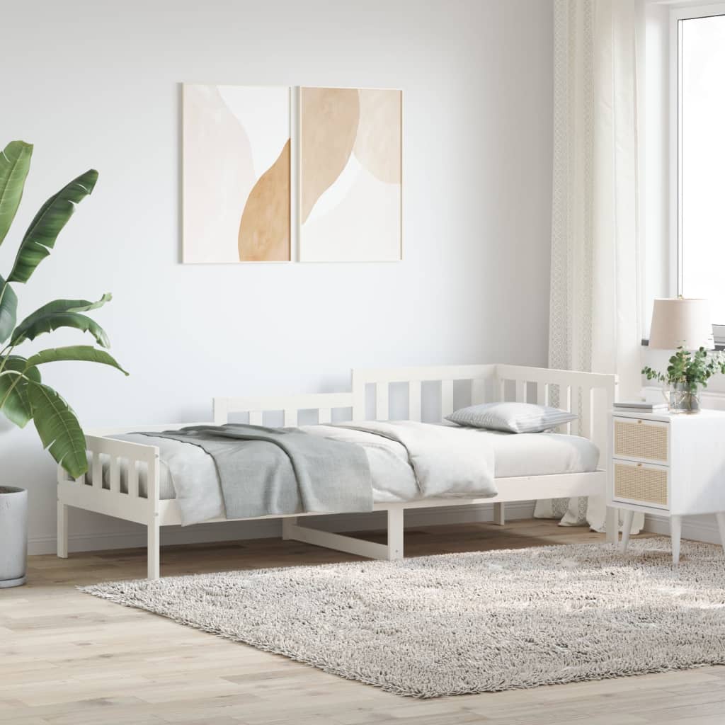 Lit de jour sans matelas blanc 80x200 cm bois de pin massif