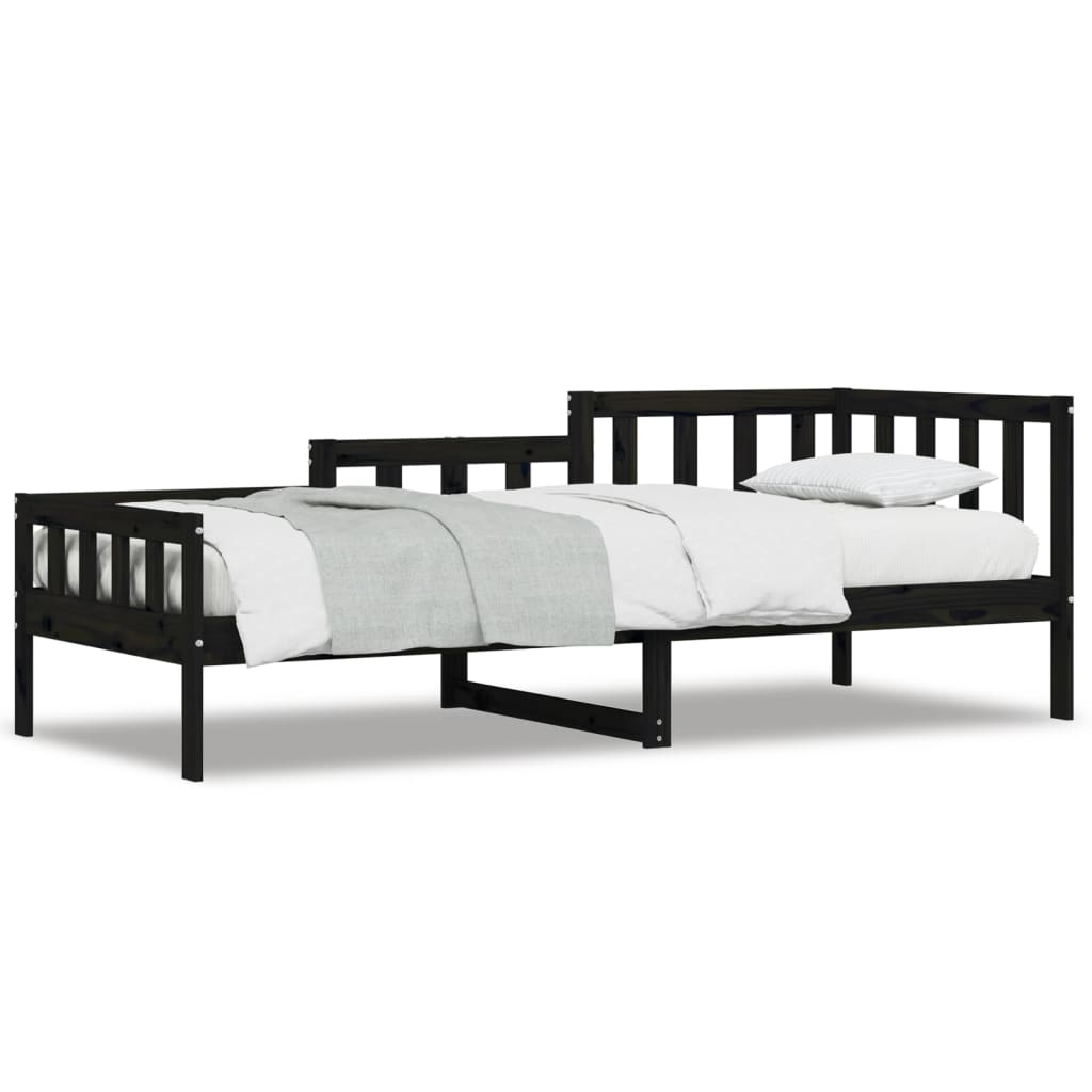 Lit de jour sans matelas noir 80x200 cm bois de pin massif