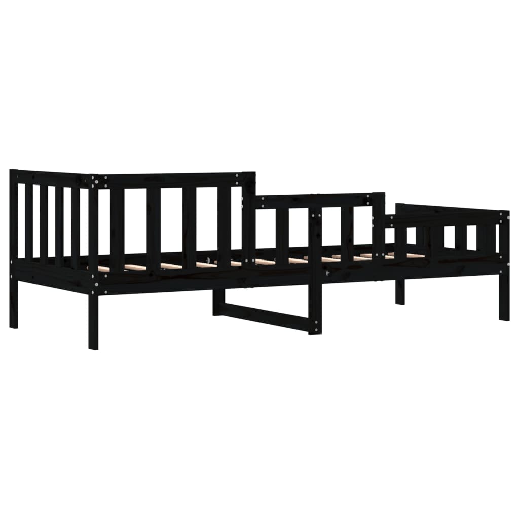 Lit de jour sans matelas noir 80x200 cm bois de pin massif