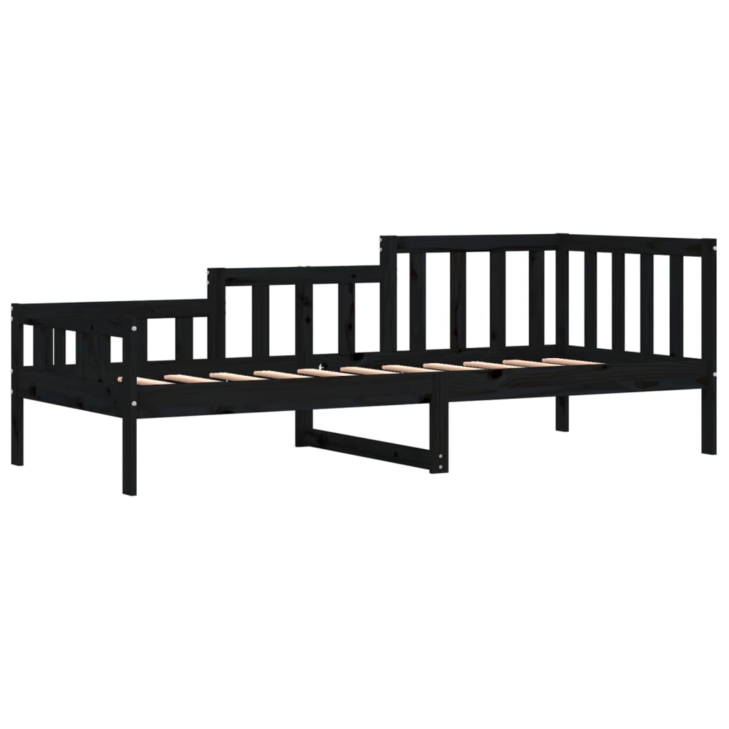 Day bed without mattress black 90x190 cm solid pine wood