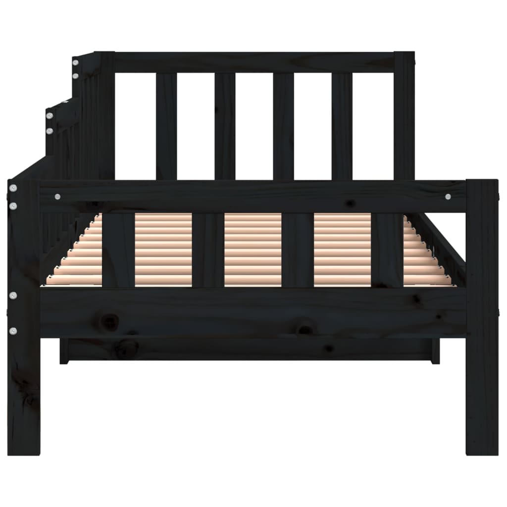 Day bed without mattress black 90x190 cm solid pine wood