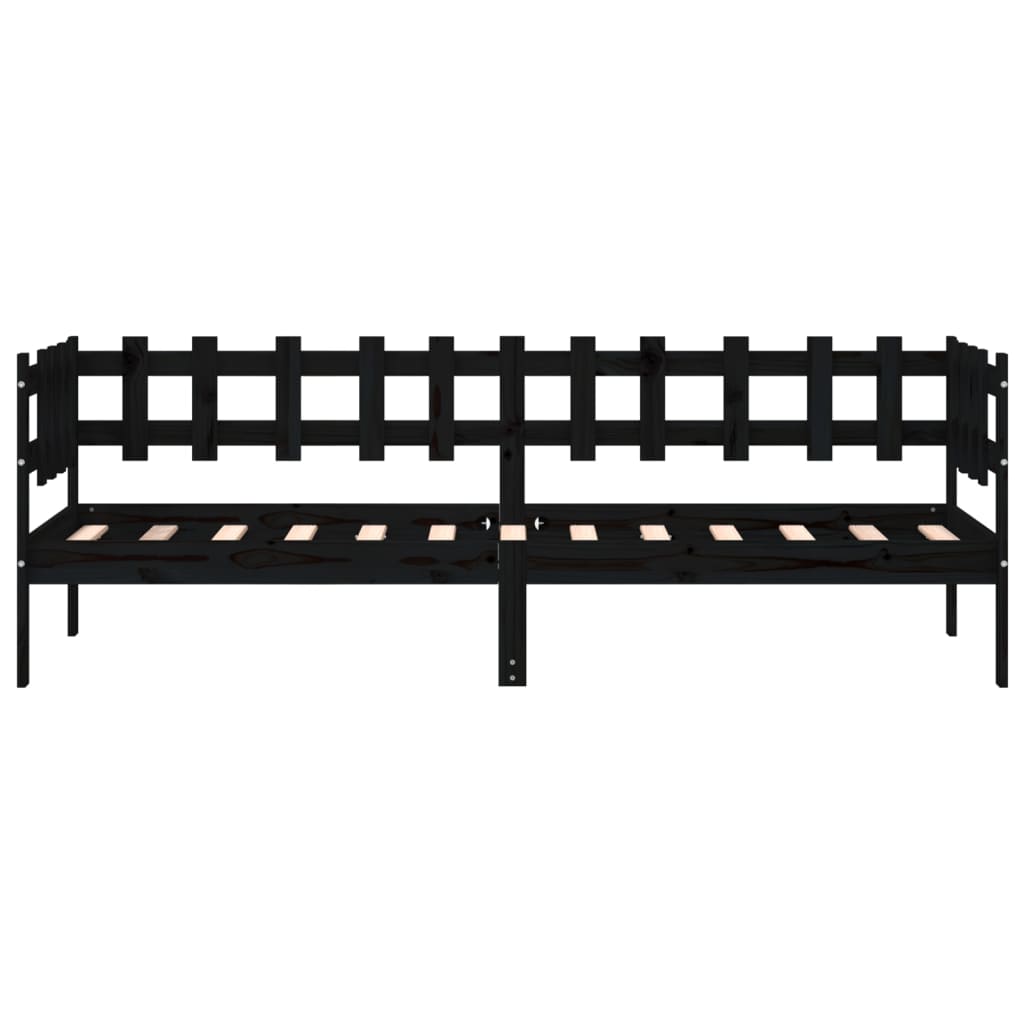 Day bed without mattress black 80x200 cm solid pine wood