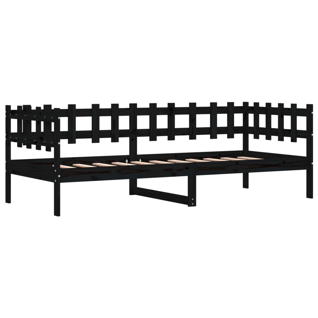 Day bed without mattress black 80x200 cm solid pine wood