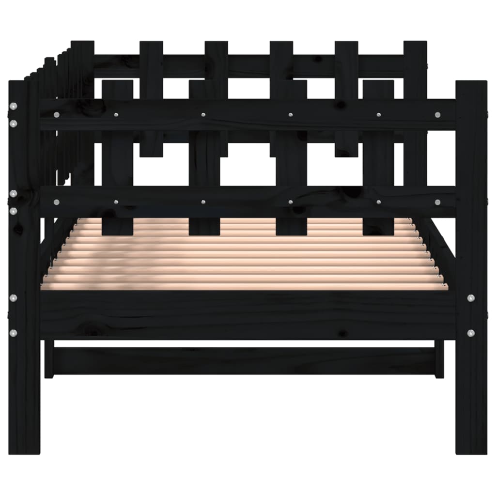 Day bed without mattress black 80x200 cm solid pine wood