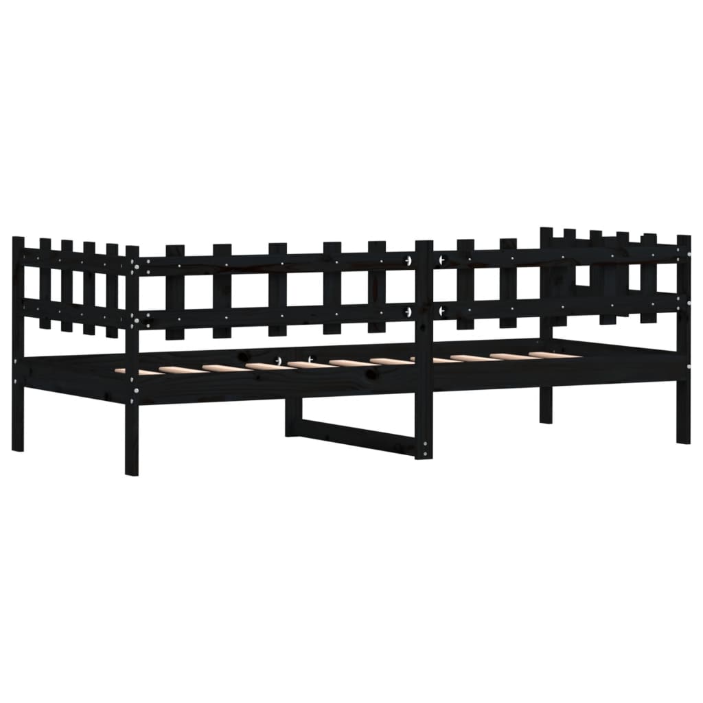 Day bed without mattress black 80x200 cm solid pine wood