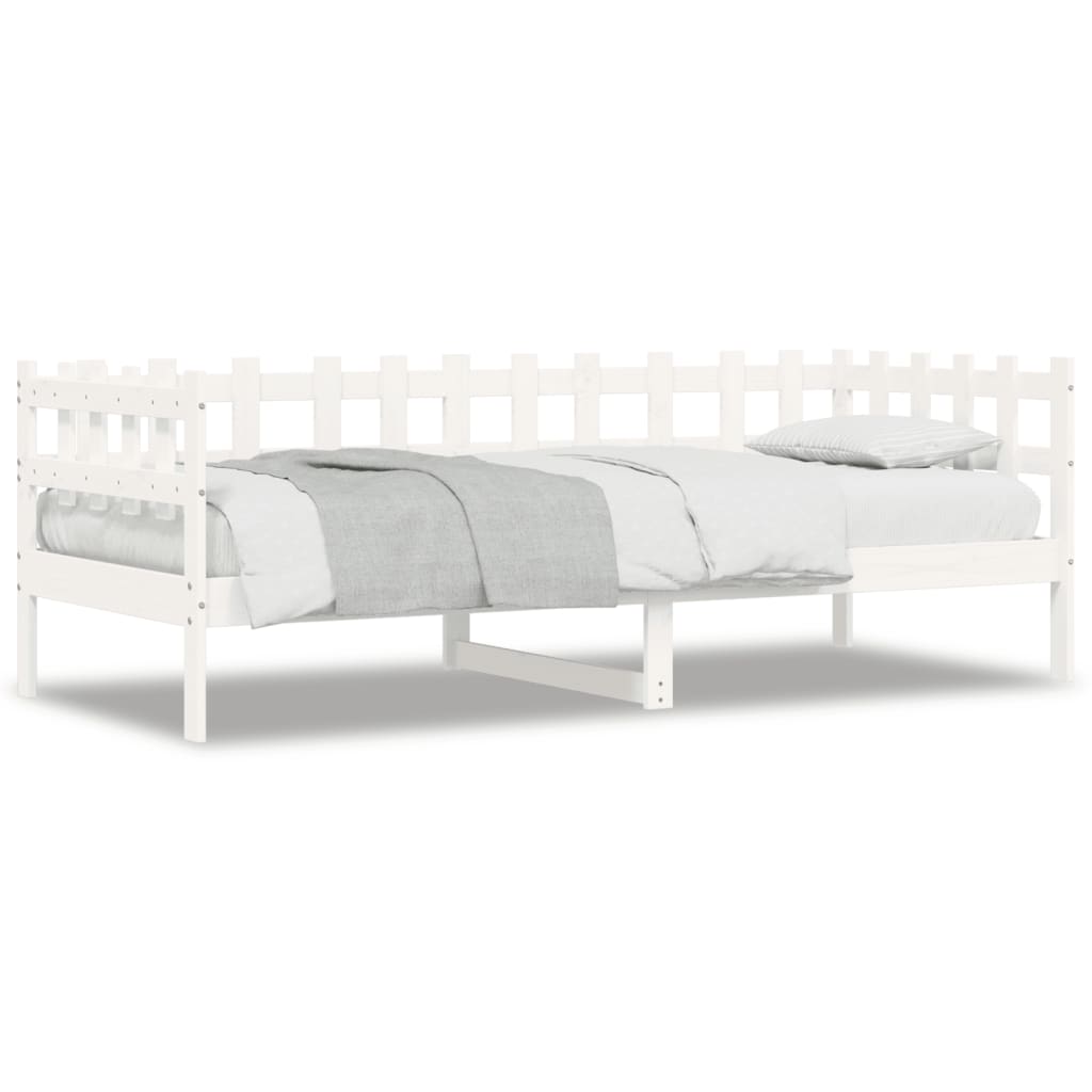 Lit de jour sans matelas blanc 90x200 cm bois de pin massif