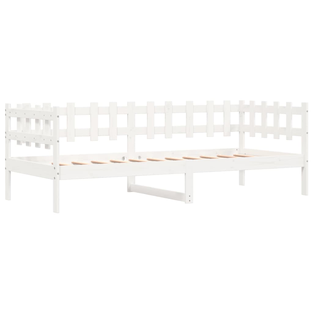 Lit de jour sans matelas blanc 90x200 cm bois de pin massif