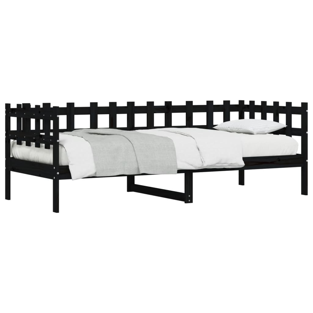 Lit de jour sans matelas noir 90x200 cm bois de pin massif