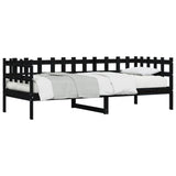 Lit de jour sans matelas noir 90x200 cm bois de pin massif