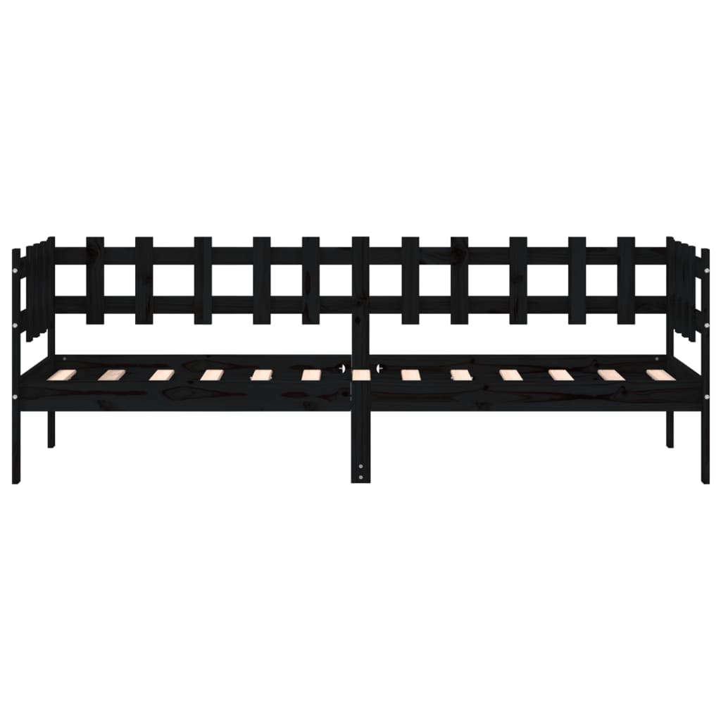 Lit de jour sans matelas noir 90x200 cm bois de pin massif