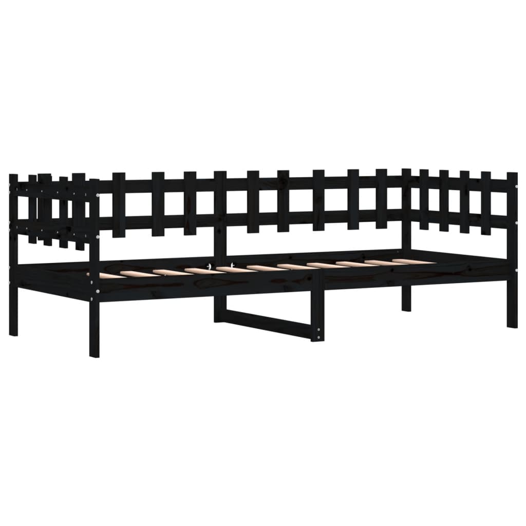 Lit de jour sans matelas noir 90x190 cm bois de pin massif