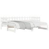 Lit coulissant sans matelas blanc 2x(80x200) cm Bois massif