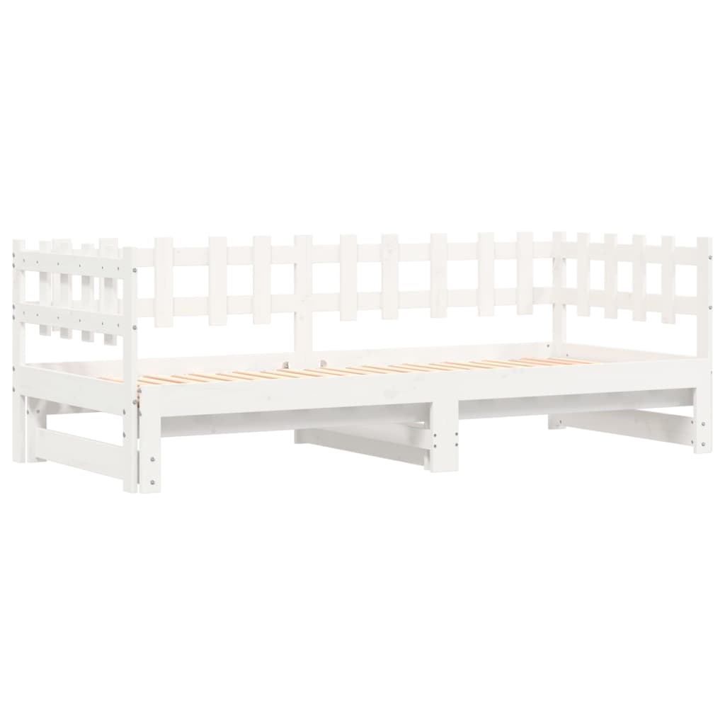 Lit coulissant sans matelas blanc 2x(90x200) cm bois massif