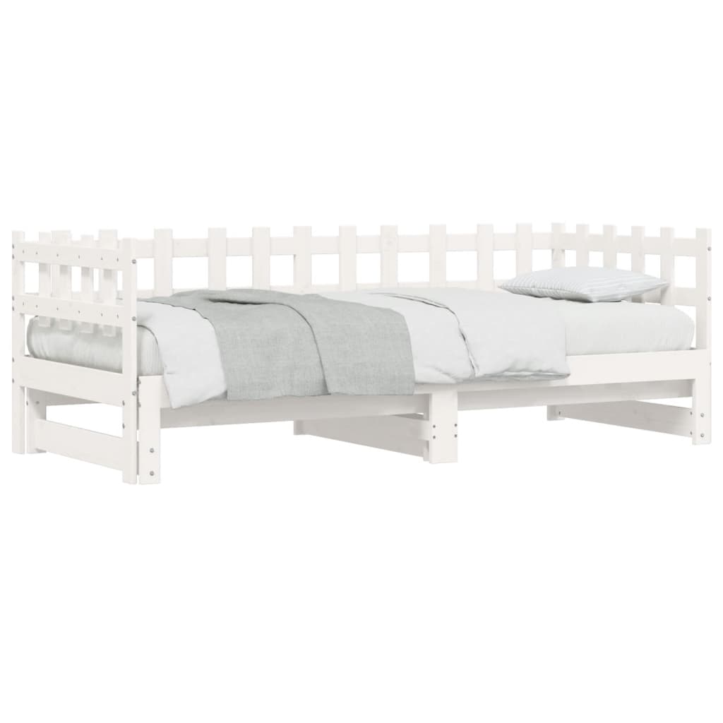 Lit coulissant sans matelas blanc 2x(90x200) cm bois massif