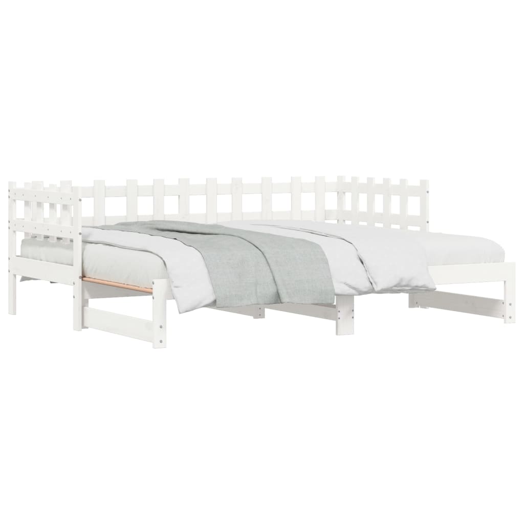 Lit coulissant sans matelas blanc 2x(90x200) cm bois massif