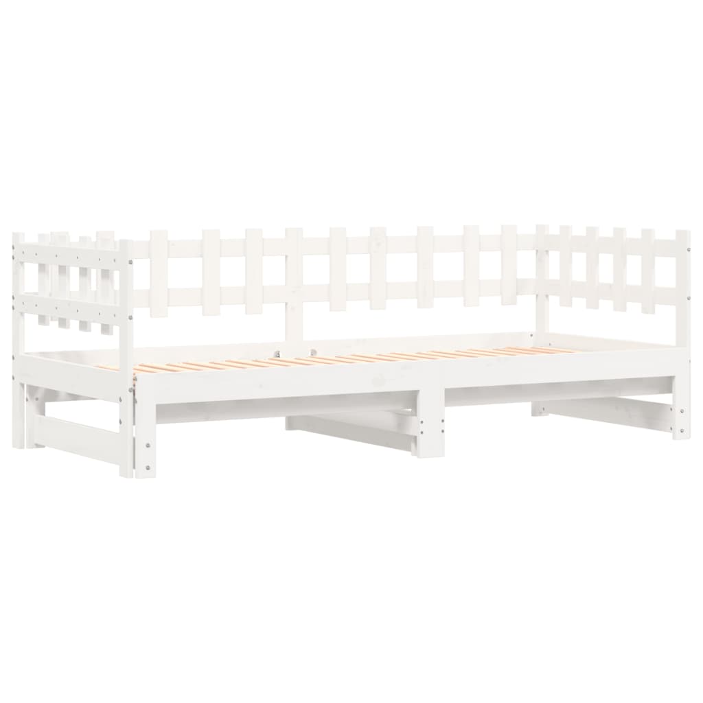 Lit coulissant sans matelas blanc 2x(90x190) cm bois massif