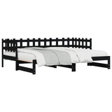 Lit coulissant sans matelas noir 2x(90x190) cm Bois massif