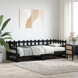 Sliding bed without mattress black 2x(90x190) cm Solid wood