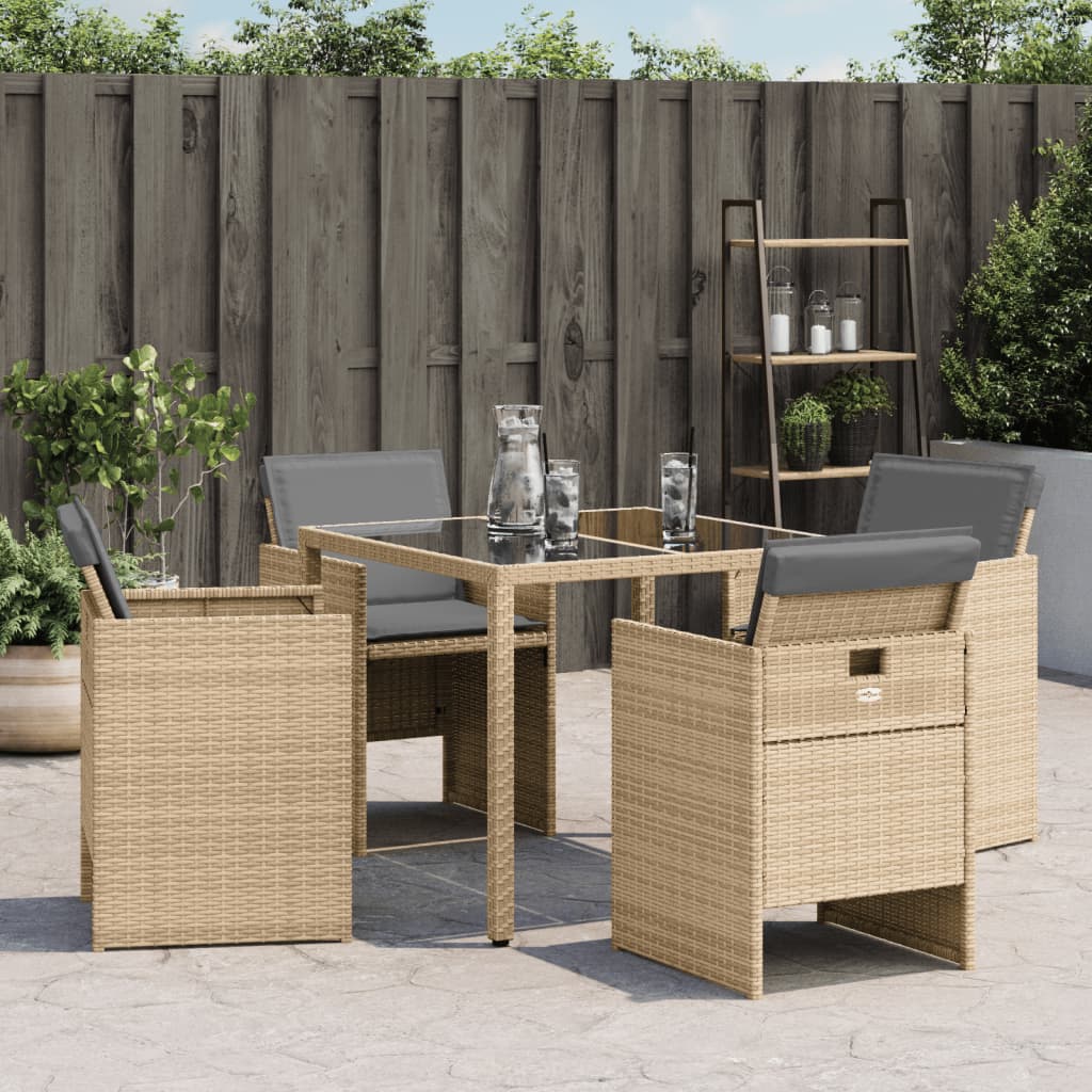 Chaises de jardin avec coussins lot de 4 mélange beige