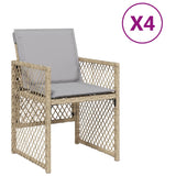 Garden chairs with cushions set of 4 beige mix