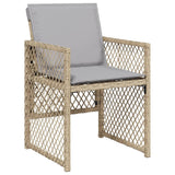 Garden chairs with cushions set of 4 beige mix