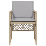 Garden chairs with cushions set of 4 beige mix