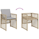 Chaises de jardin avec coussins lot de 4 mélange beige