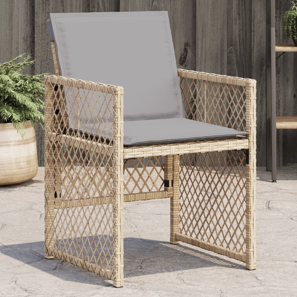 Chaises de jardin avec coussins lot de 4 mélange beige