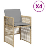 Chaises de jardin avec coussins lot de 4 mélange beige