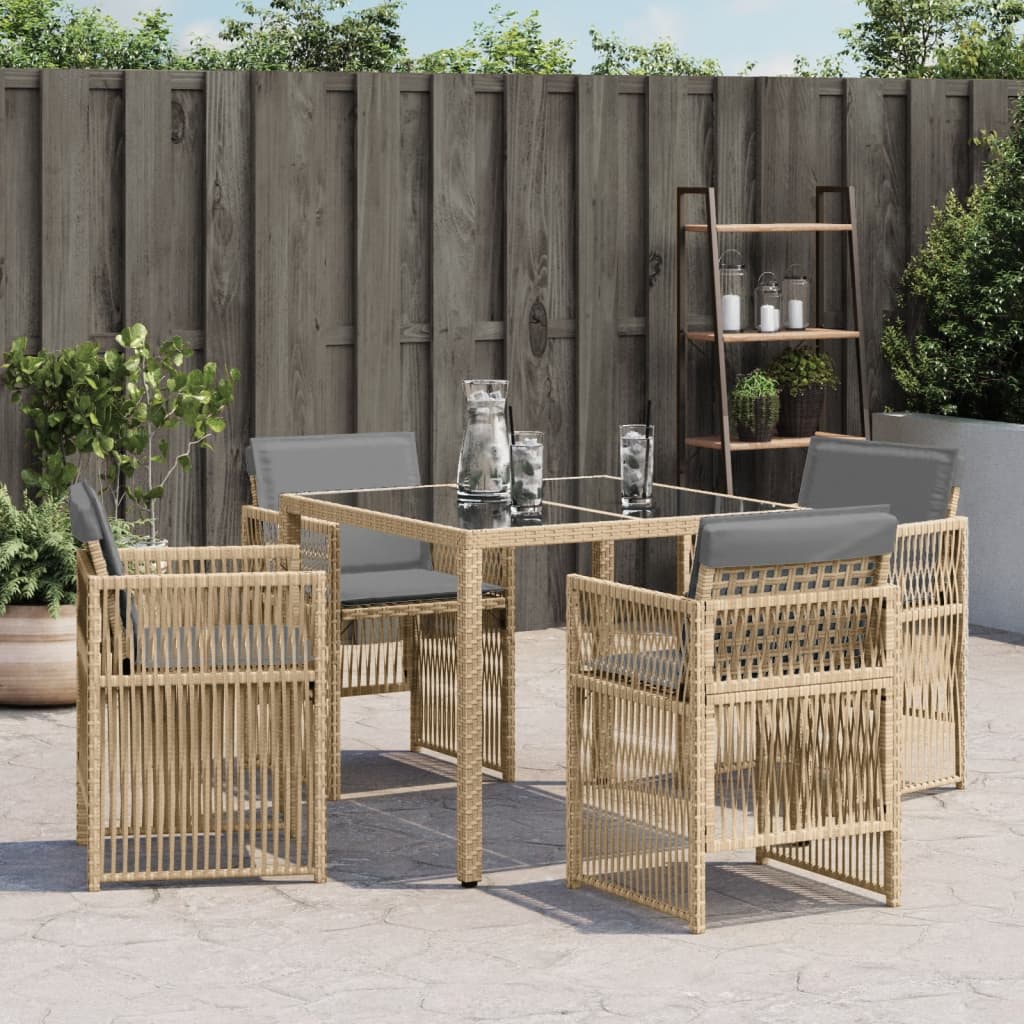 Chaises de jardin avec coussins lot de 4 mélange beige