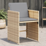 Garden chairs with cushions set of 4 beige mix