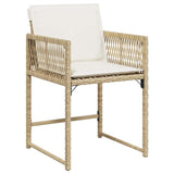 Chaises de jardin avec coussins lot de 4 beige résine tressée