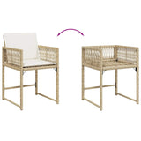 Chaises de jardin avec coussins lot de 4 beige résine tressée