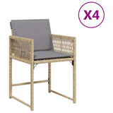 Chaises de jardin avec coussins lot de 4 mélange beige