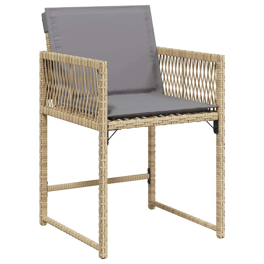 Chaises de jardin avec coussins lot de 4 mélange beige