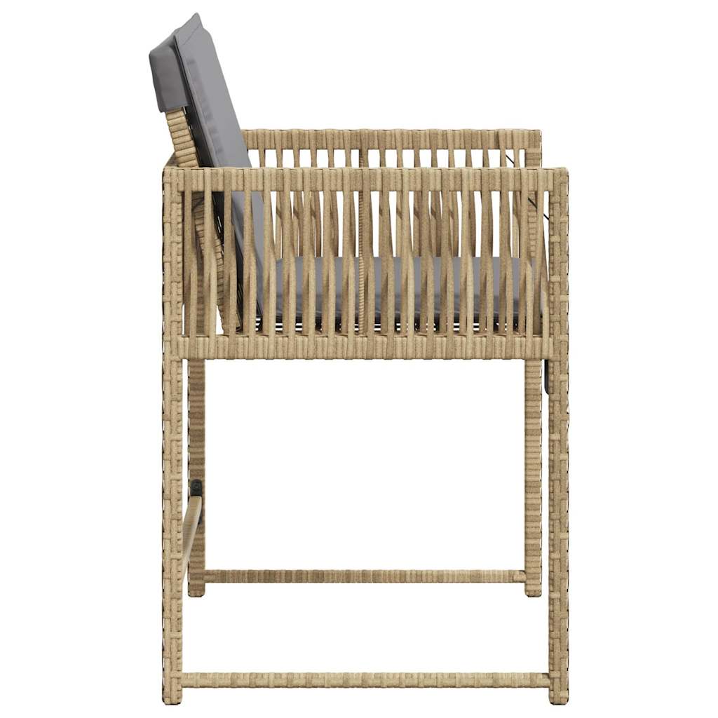 Chaises de jardin avec coussins lot de 4 mélange beige