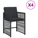 Chaises de jardin lot de 4 avec coussins noir résine tressée