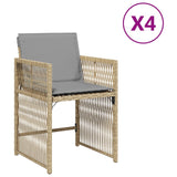 Chaises de jardin avec coussins lot de 4 mélange beige