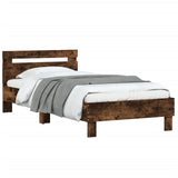 Bed frame without mattress with headboard smoked oak 100x200cm