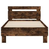 Bed frame without mattress with headboard smoked oak 100x200cm