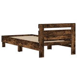 Bed frame without mattress with headboard smoked oak 100x200cm